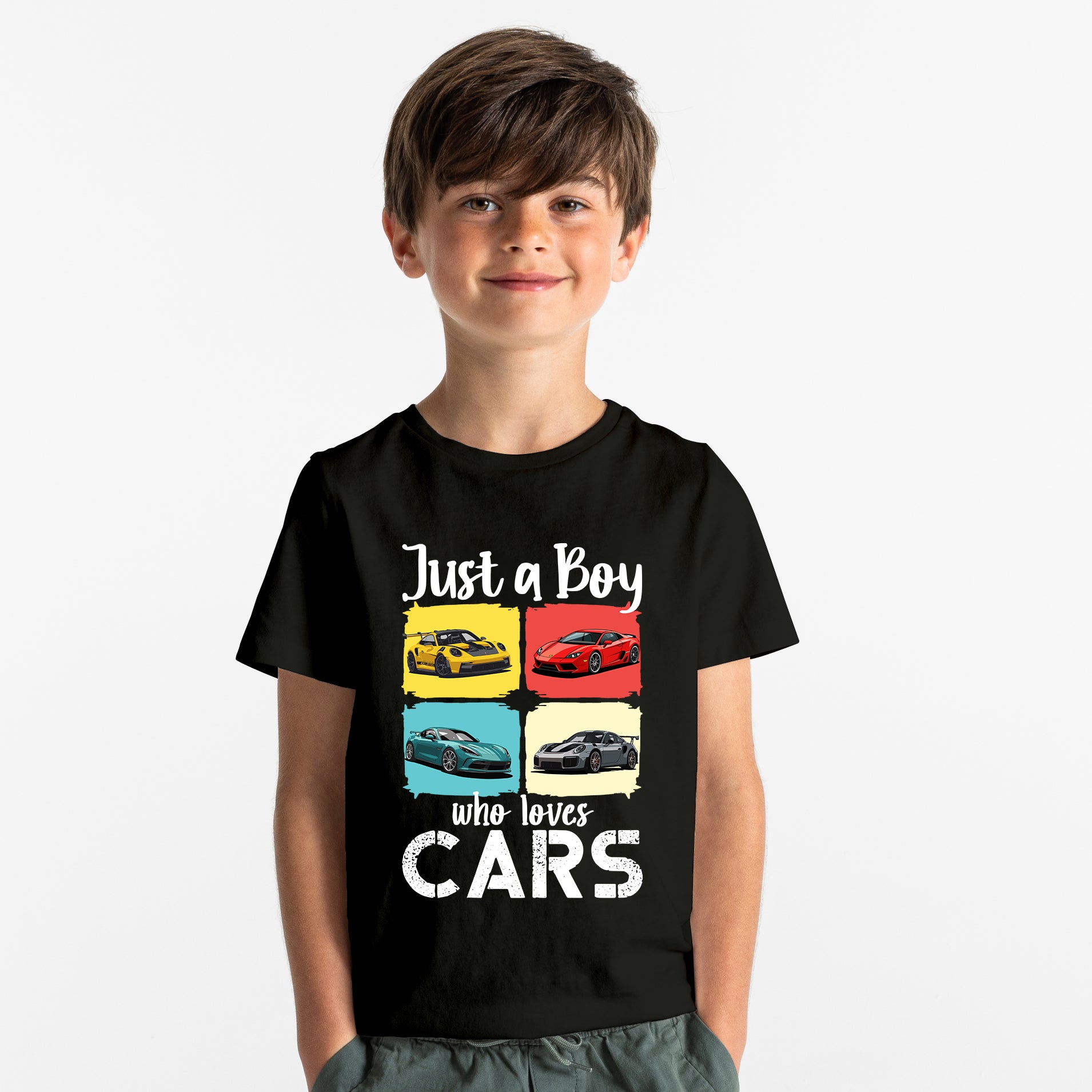 Just A Boy Who Loves Cars - Kids Tshirt