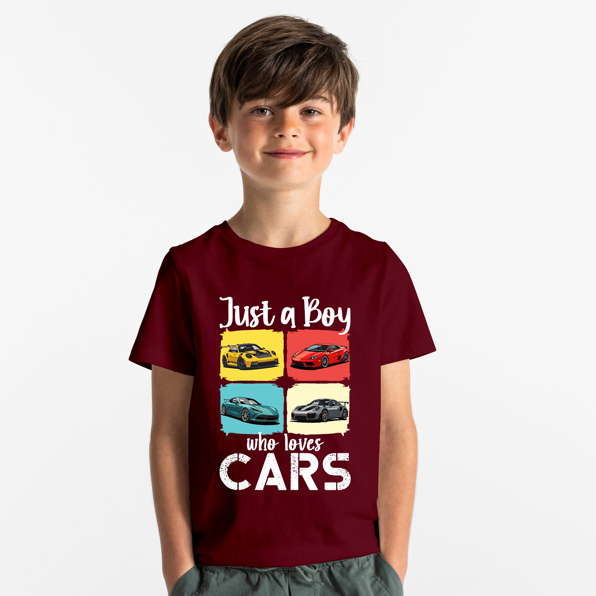 Just A Boy Who Loves Cars - Kids Tshirt