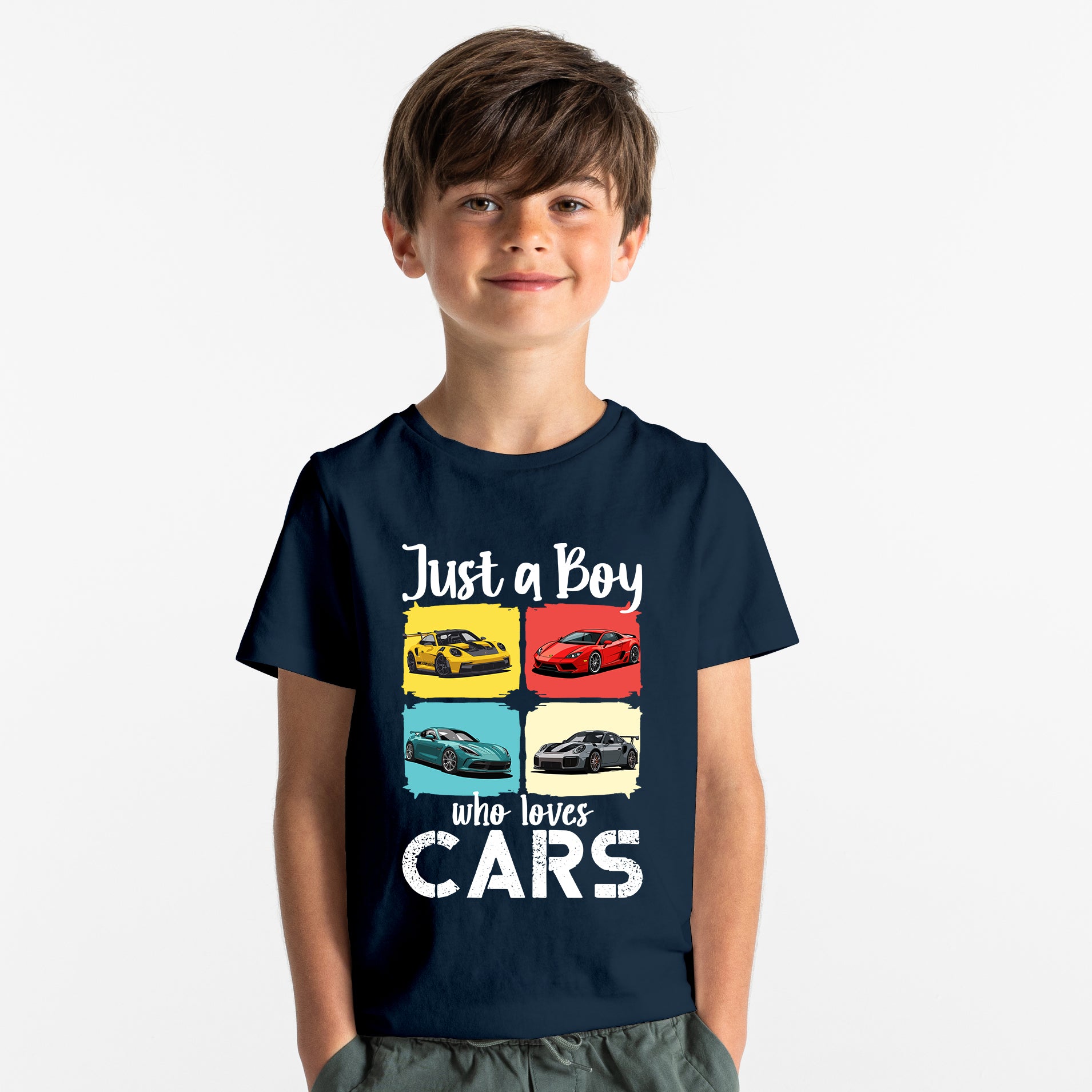Just A Boy Who Loves Cars - Kids Tshirt