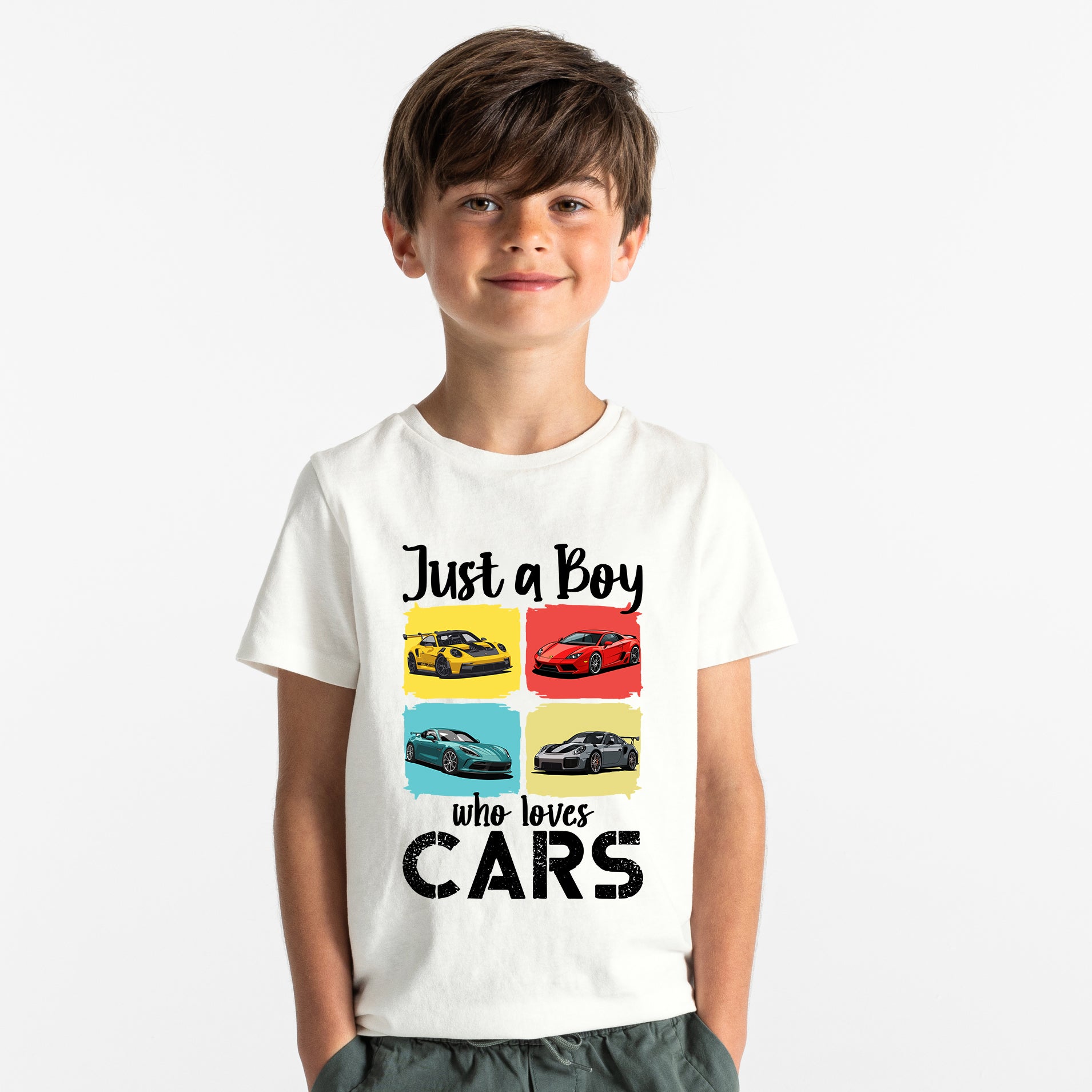 Just A Boy Who Loves Cars - Kids Tshirt