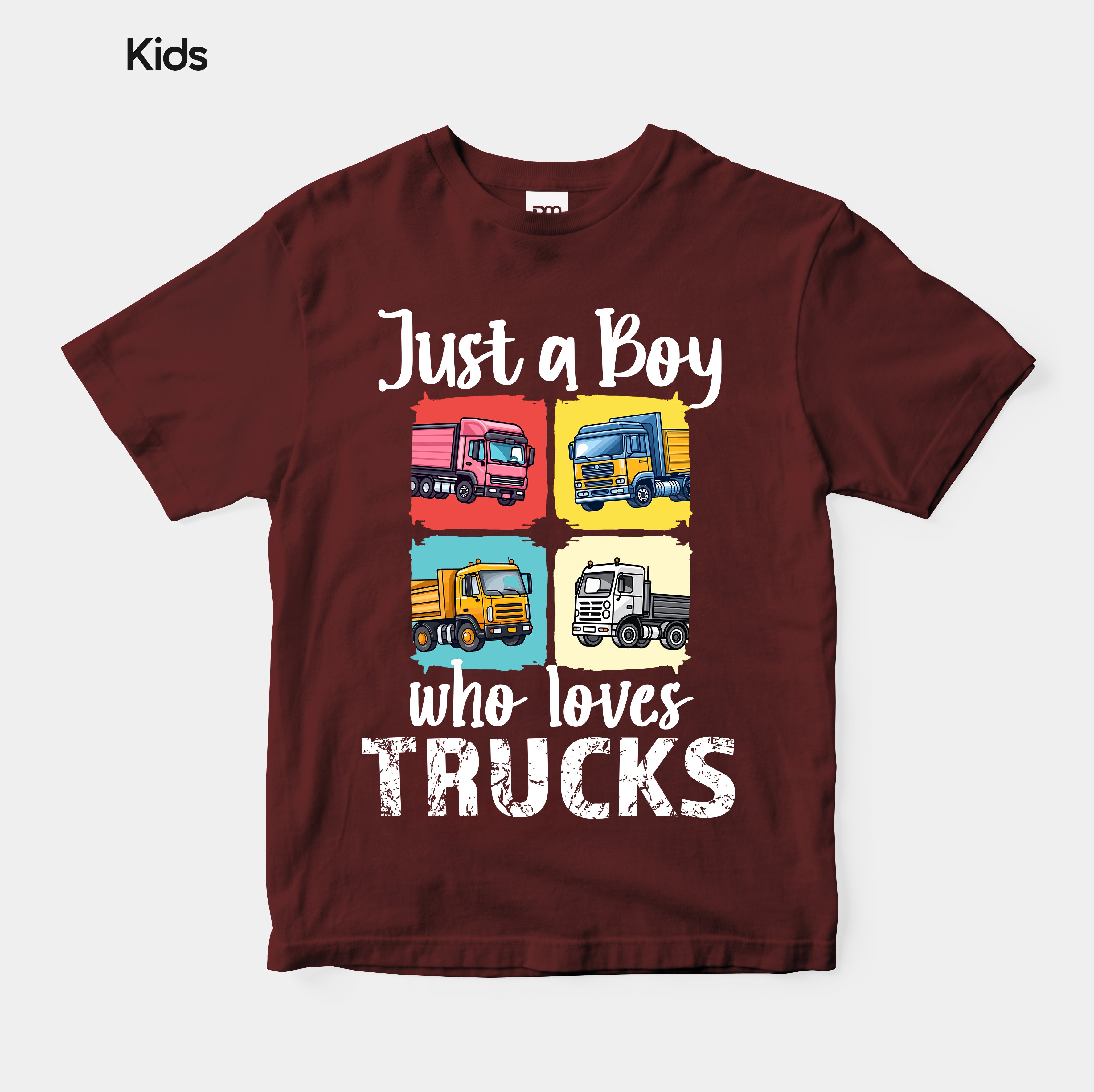 Just A Boy Who Loves Trucks - Kids Tshirt