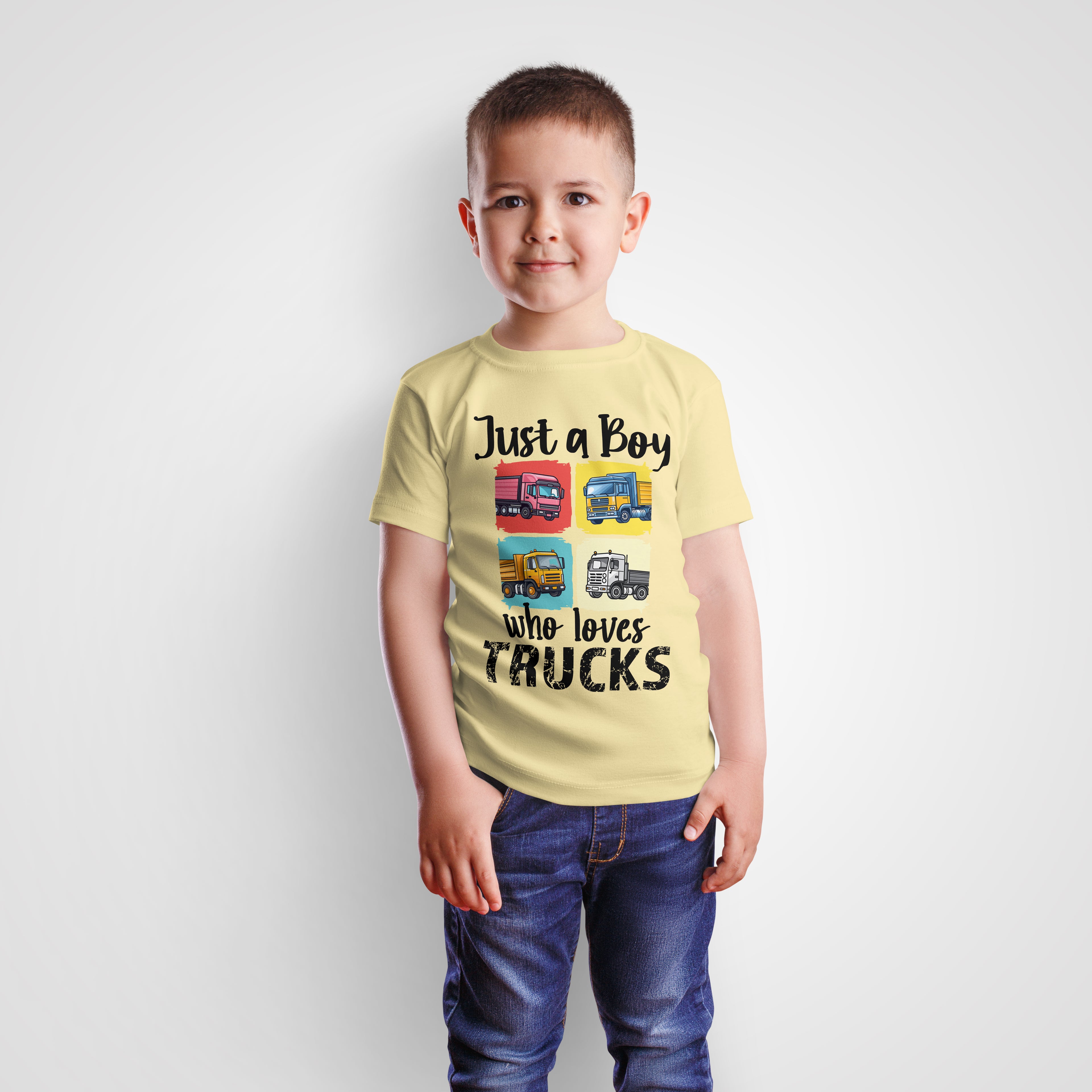 Just A Boy Who Loves Trucks - Kids Tshirt