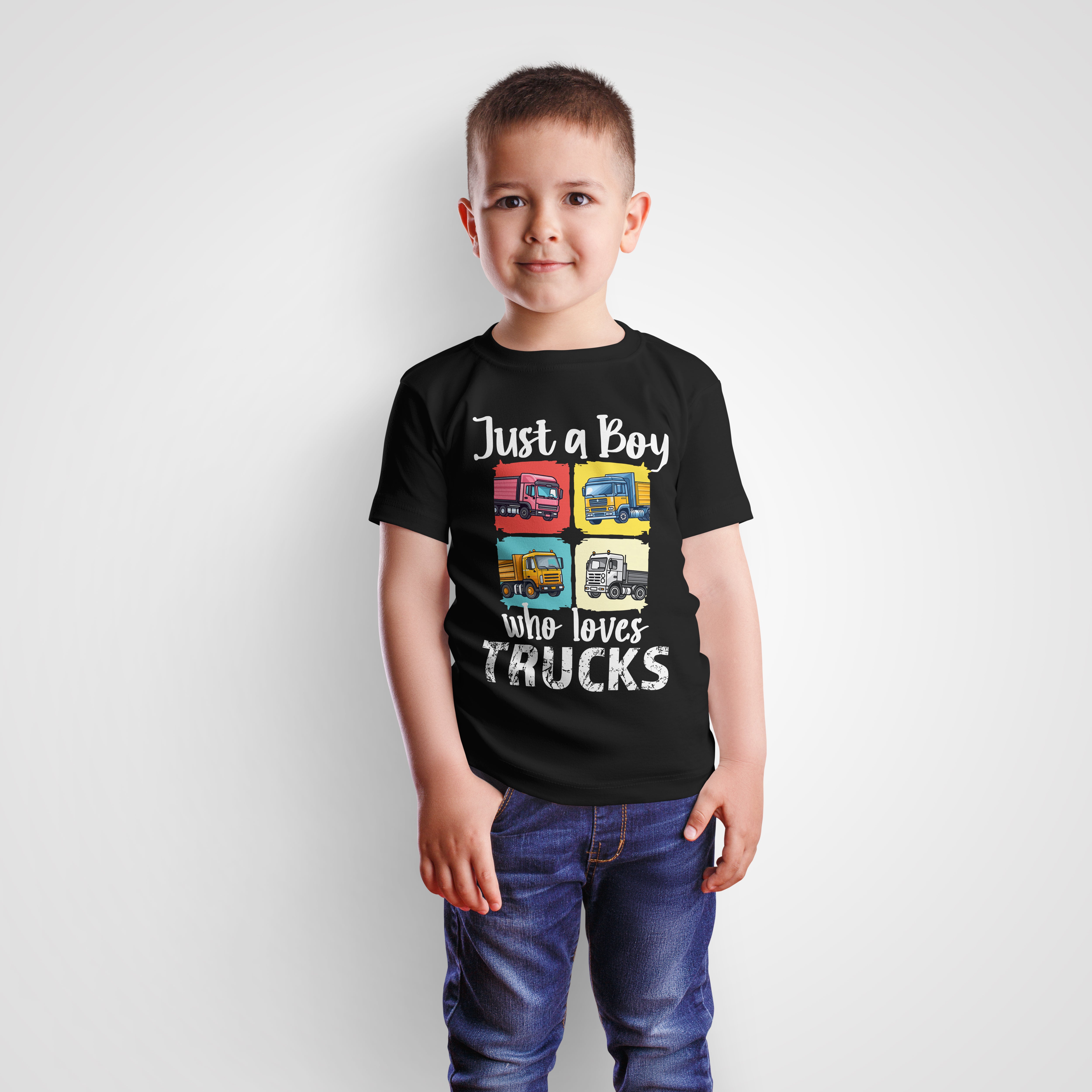 Just A Boy Who Loves Trucks - Kids Tshirt