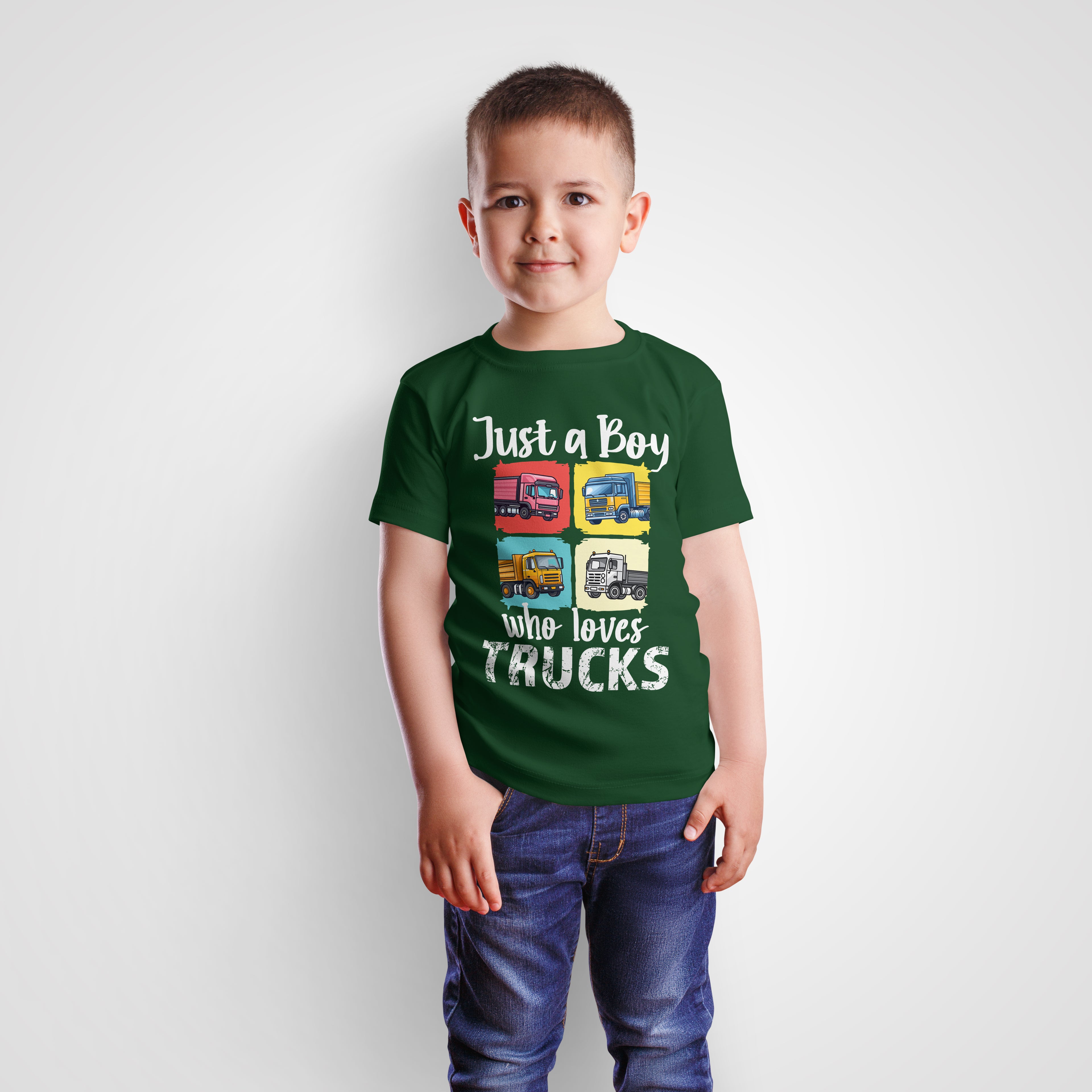 Just A Boy Who Loves Trucks - Kids Tshirt