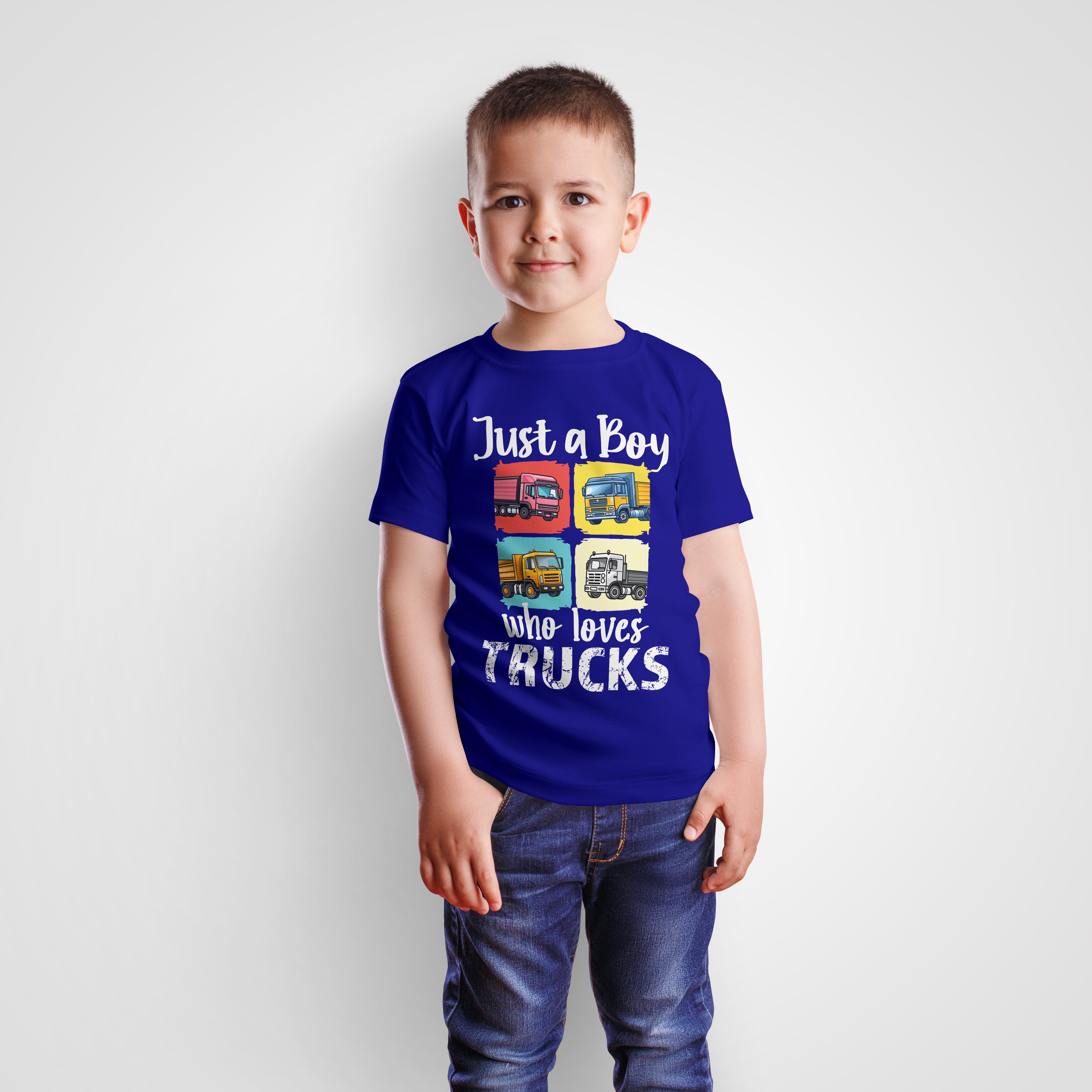 Just A Boy Who Loves Trucks - Kids Tshirt