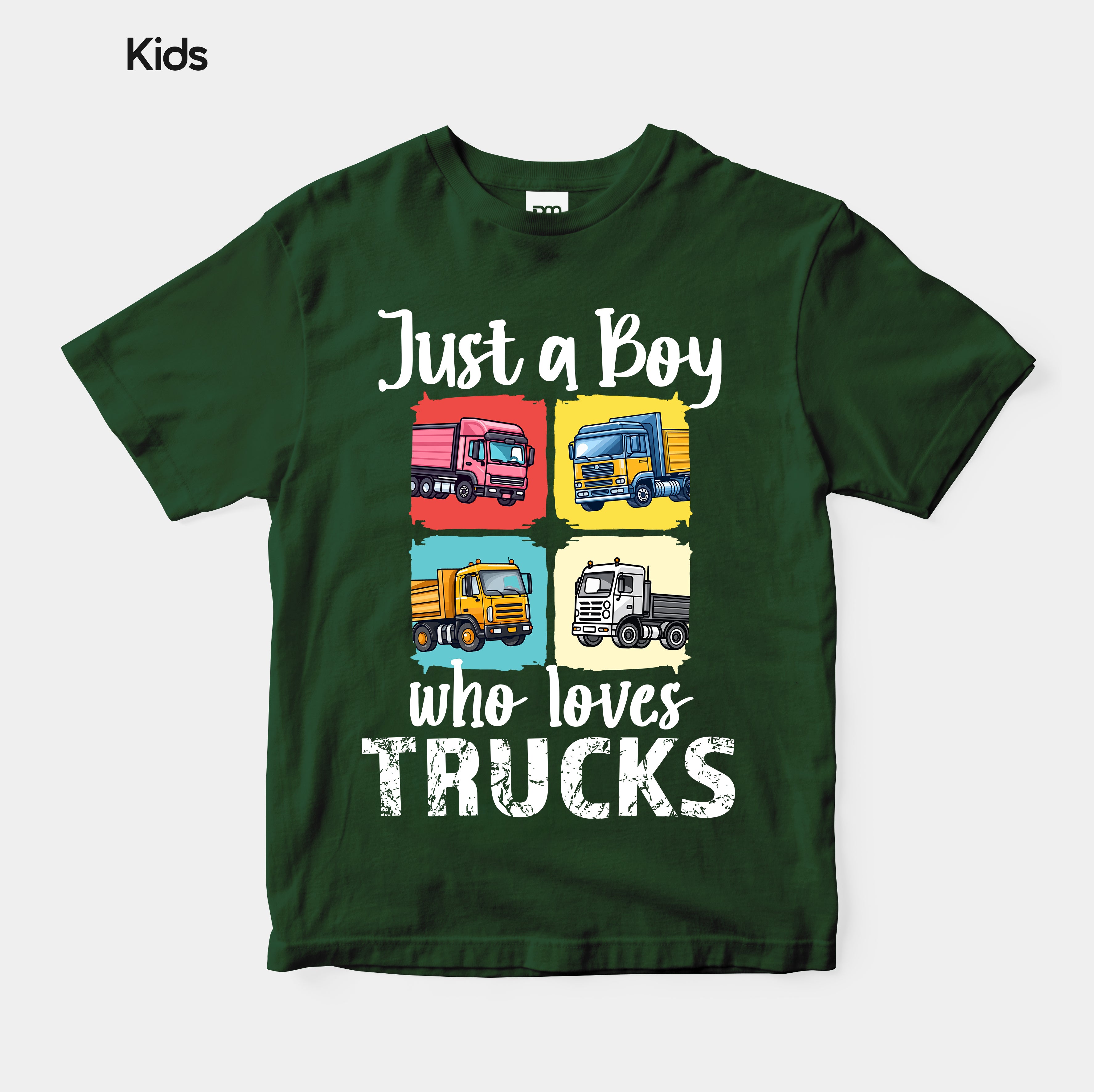Just A Boy Who Loves Trucks - Kids Tshirt