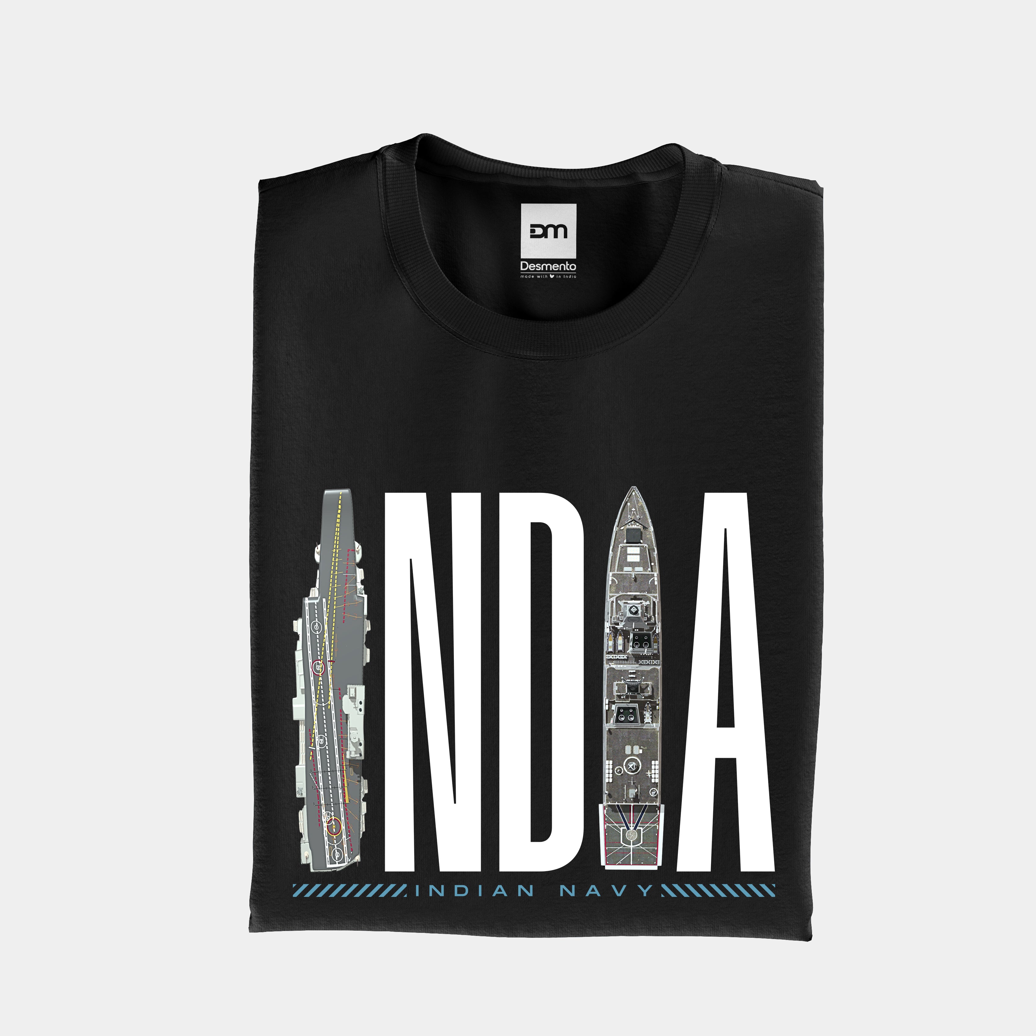 India Navy Cotton T-shirt
