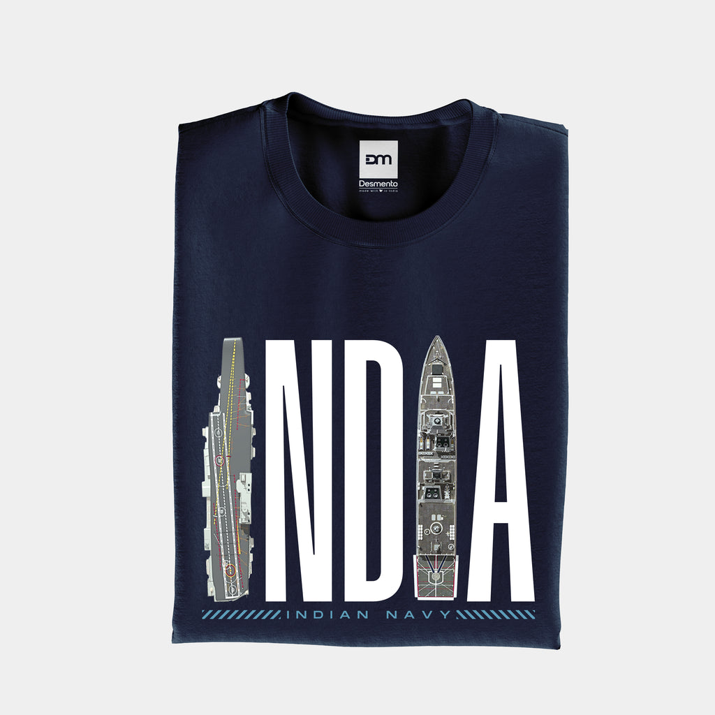 India Navy Cotton T-shirt