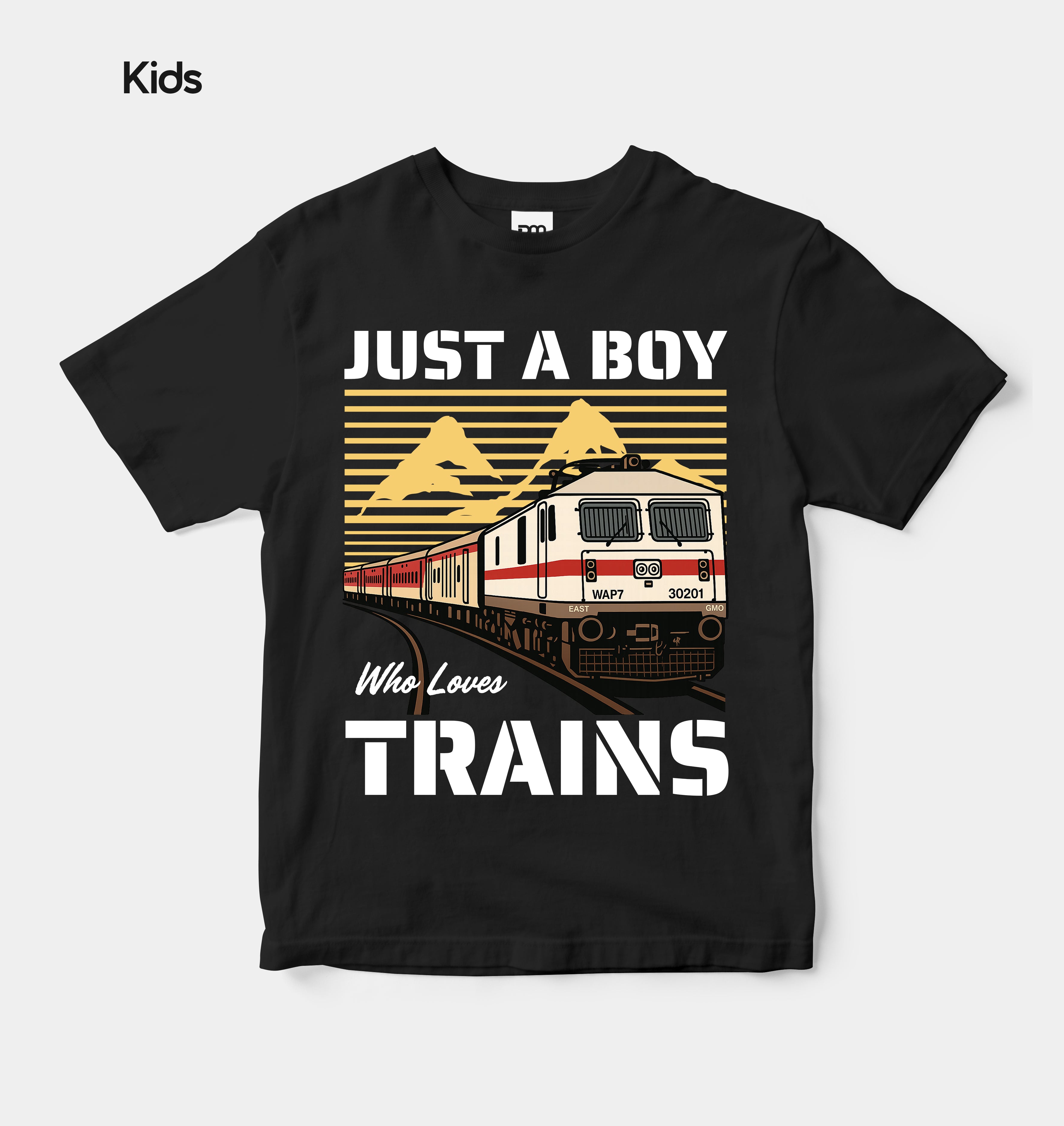 Just a Boy Who Loves Trains - Kids Tshirt