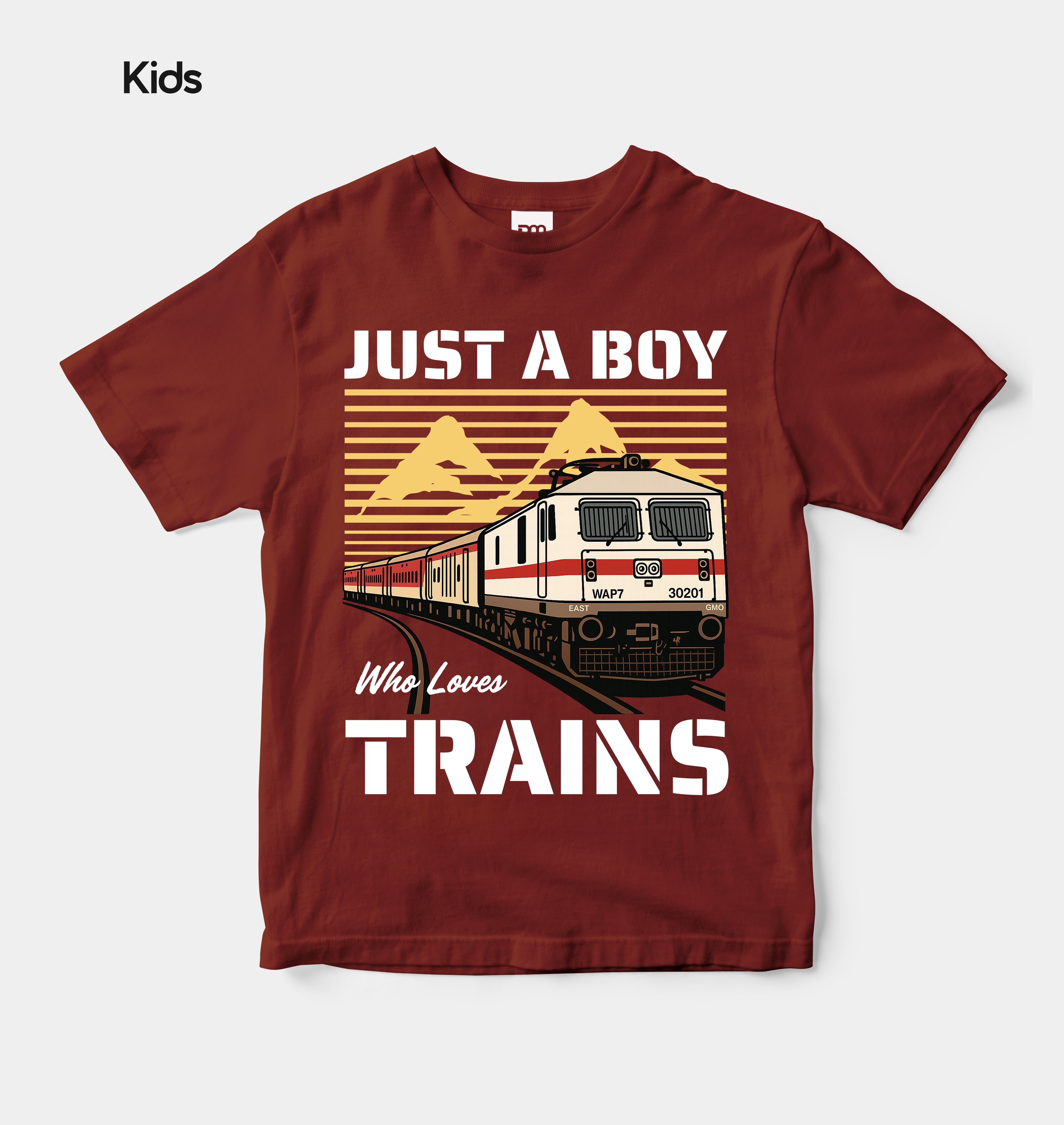 Just a Boy Who Loves Trains - Kids Tshirt