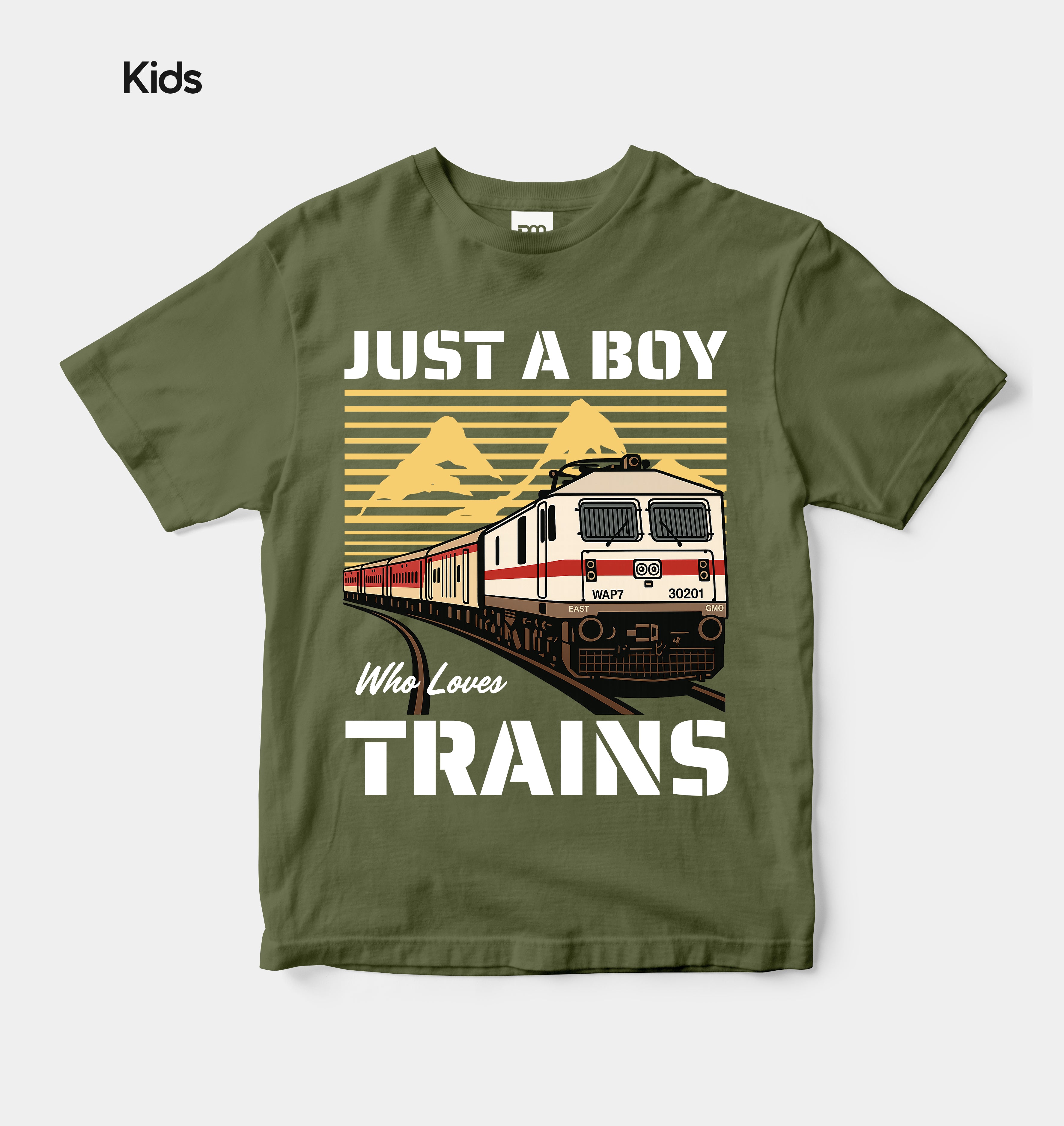 Just a Boy Who Loves Trains - Kids Tshirt