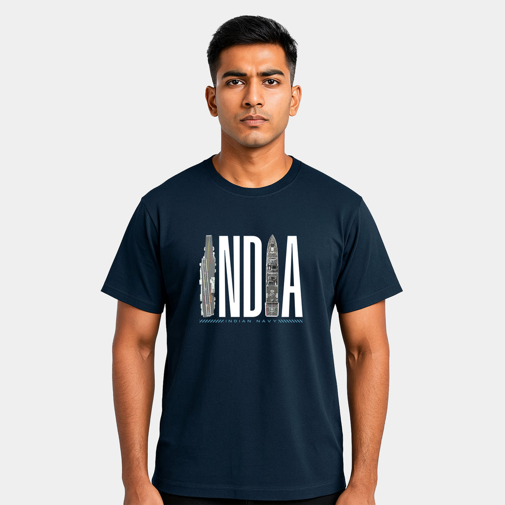 India Navy Cotton T-shirt