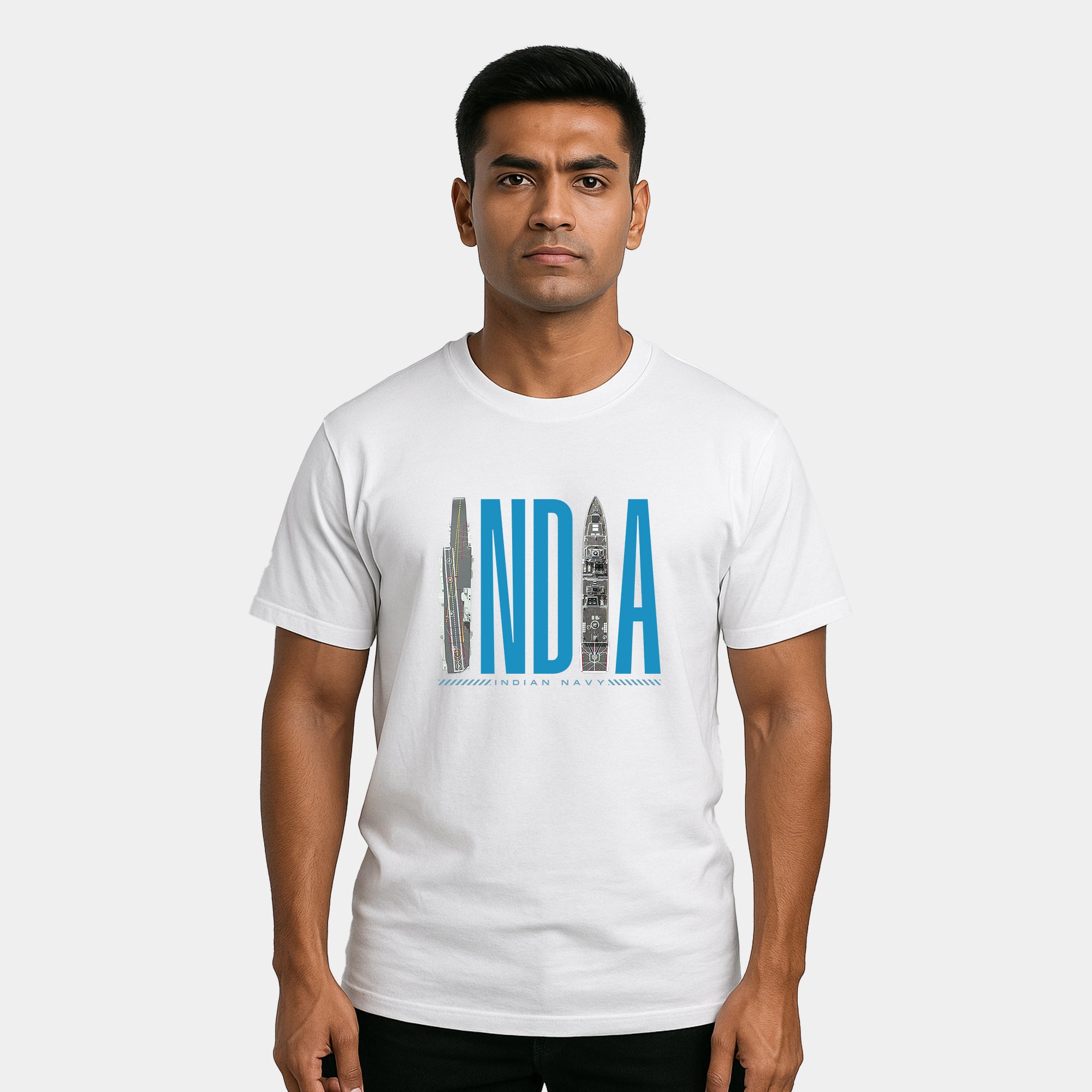 India Navy Cotton T-shirt