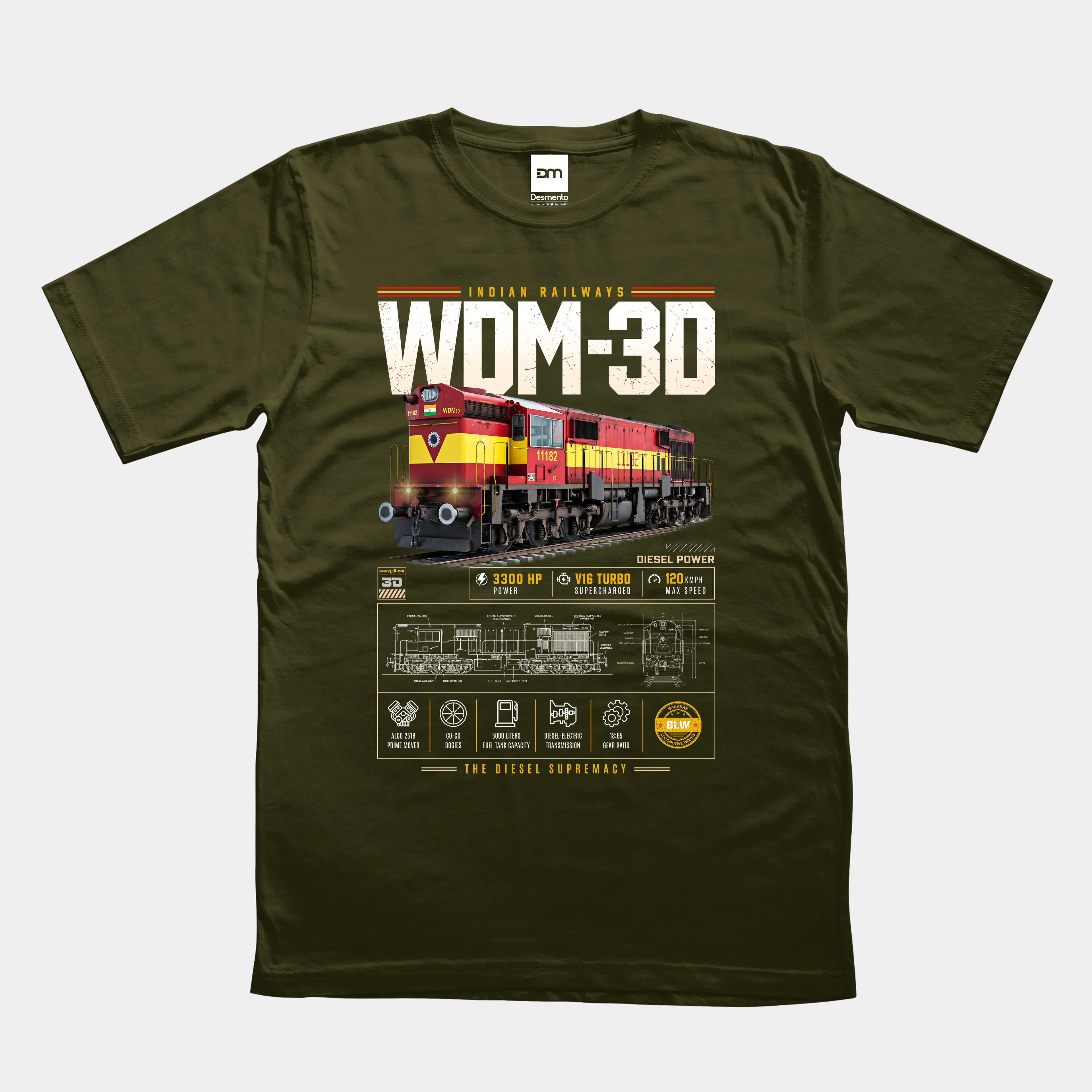 WDM 3D Railfan Cotton T-shirt