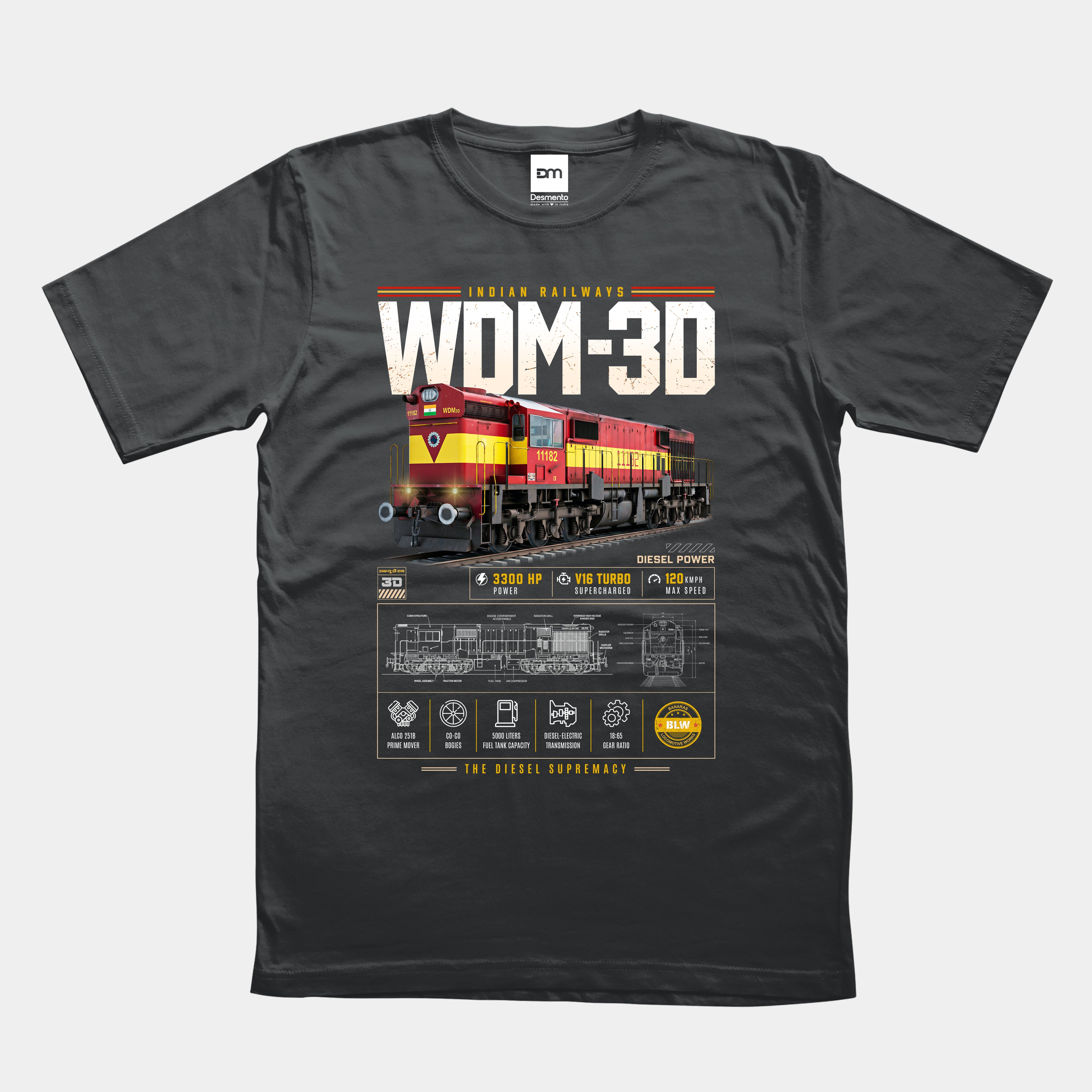 WDM 3D Railfan Cotton T-shirt