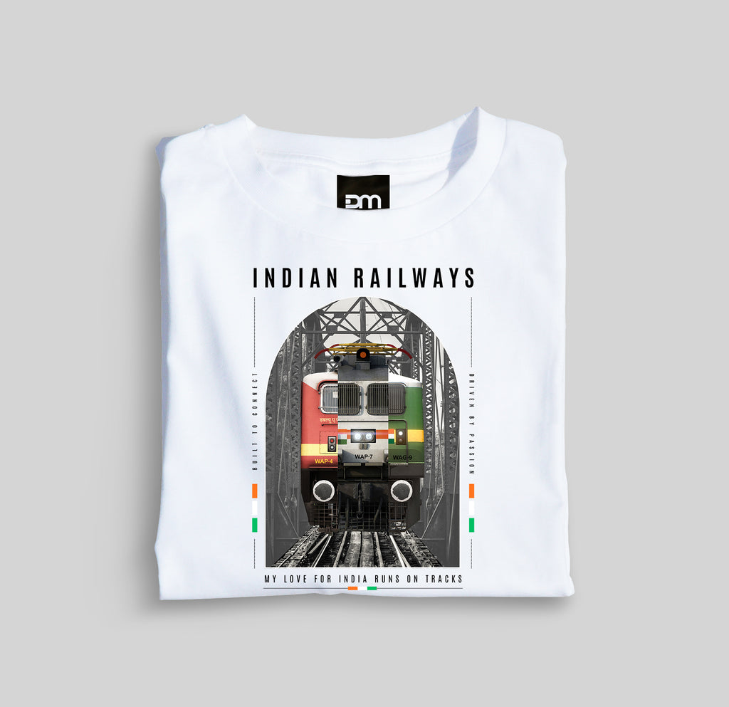 My Love For India Runs On Tracks Cotton T-shirt